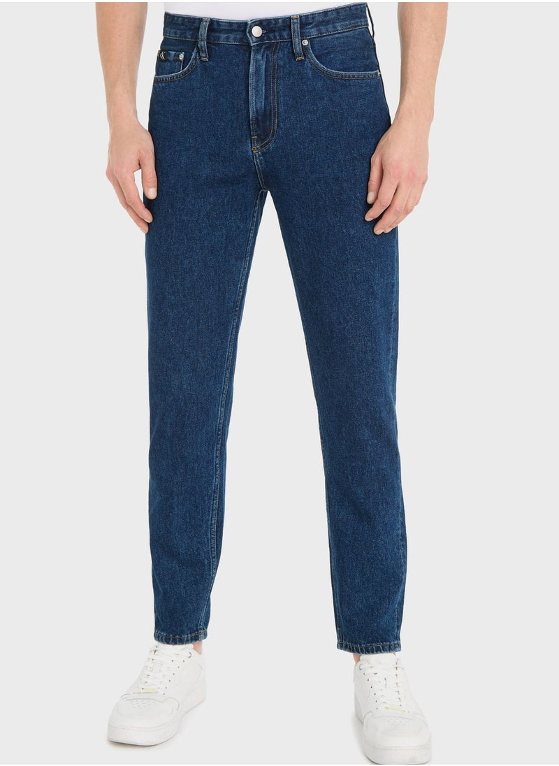 Mid Wash Taper Jeans