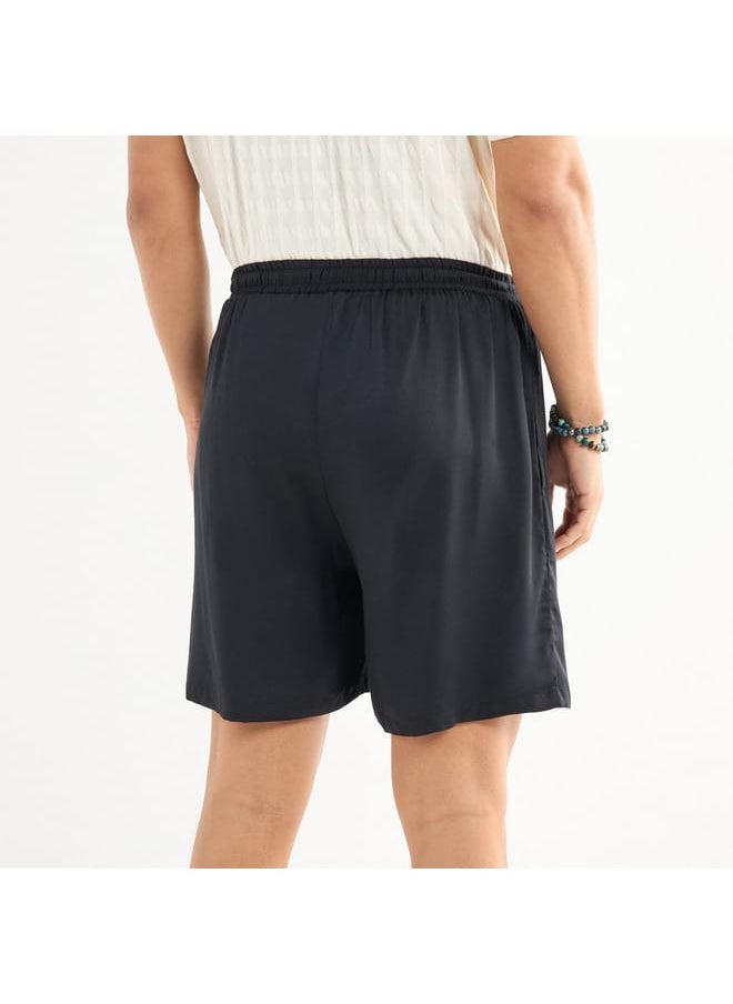 Solid Shorts with Drawstring Closure and Pockets