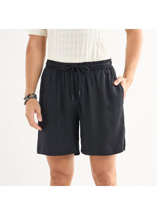 Solid Shorts with Drawstring Closure and Pockets