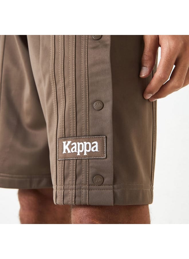 Kappa Logo Applique Shorts with Drawstring Closure and Button Detail