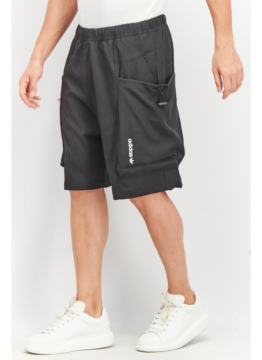 Men Sportswear Fit Brand Logo Shorts, Black Combo