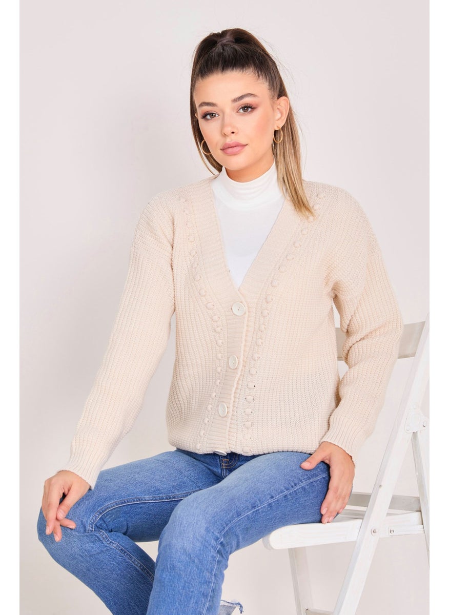 23100-CREAM Knitwear Cardigan