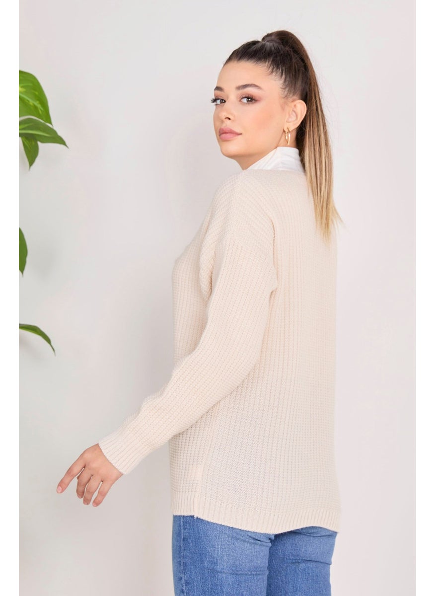 23100-CREAM Knitwear Cardigan