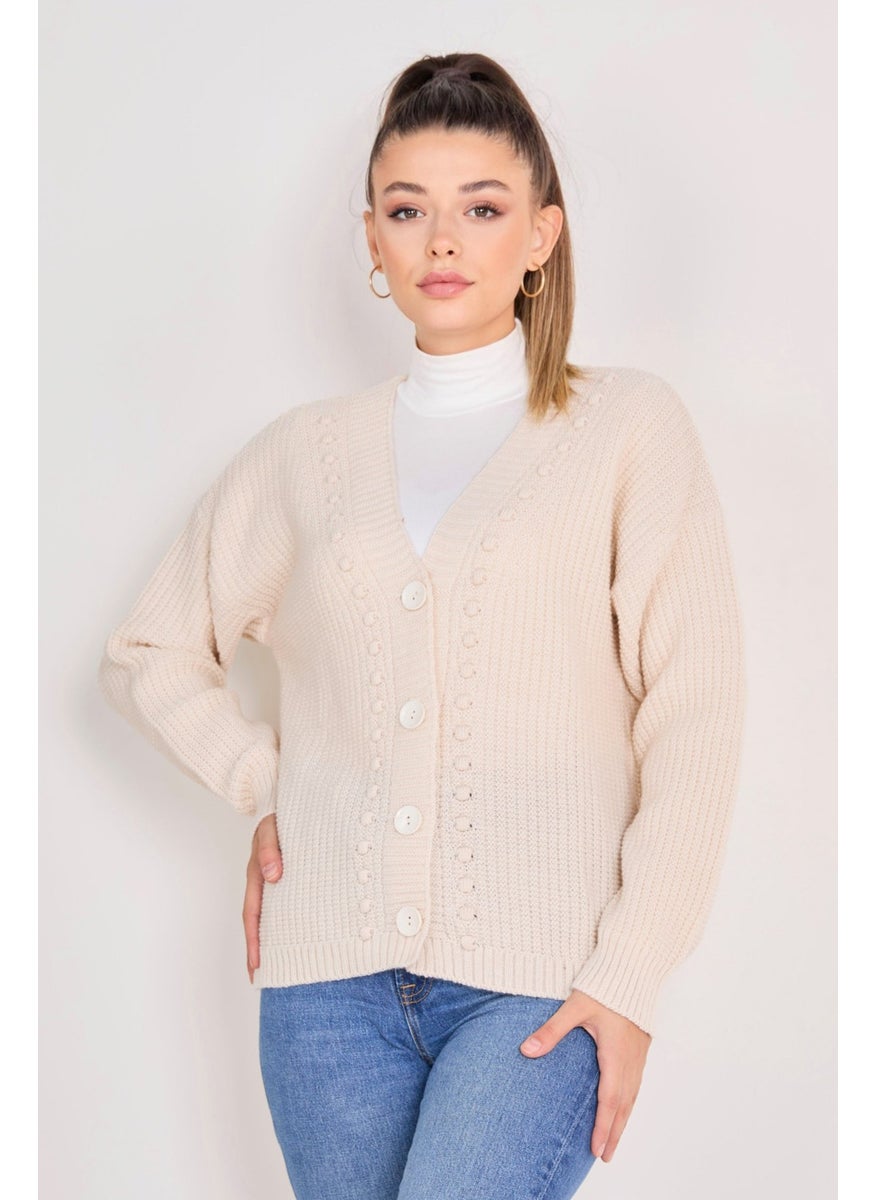 23100-CREAM Knitwear Cardigan