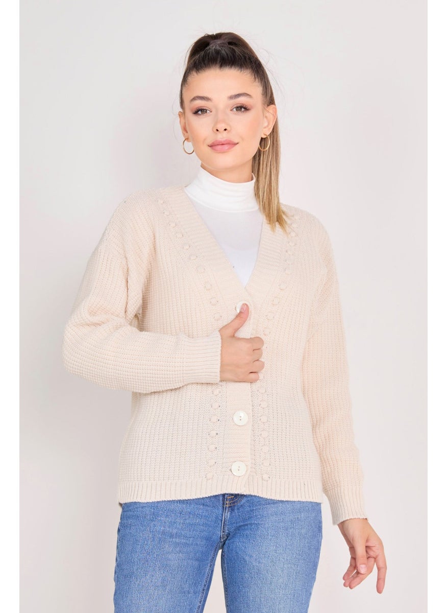 23100-CREAM Knitwear Cardigan