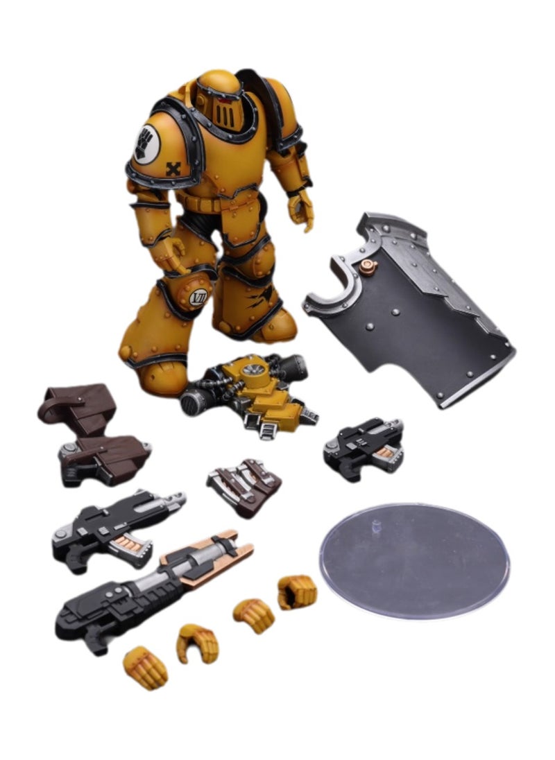 JOYTOY Warhammer 40,000 Action Figures, Imperial Fists MkⅢ Legion Siege Squadron - Siege Troopers Equipped with Laser Cutting Guns, 4.7 Inch 1/18 Warhammer 40K Series Model, Unisex, Adult, New Year Festival, Birthday Gift, Suitable for Children 15 Years Old and Above