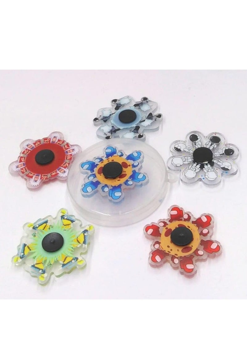 Decorative Flower Fidget Spinners, Assorted Colours, Set of 6