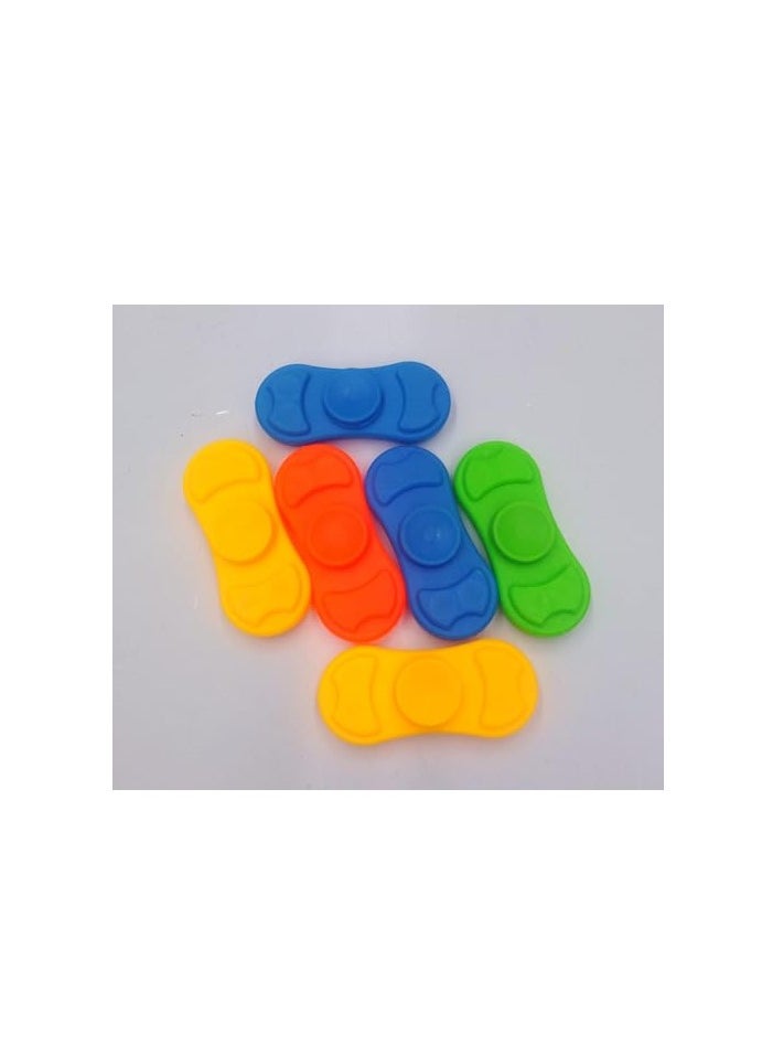 Colourful Fidget toy spinners plastic, Set of 12, Yellow, Orange, Green, Blue