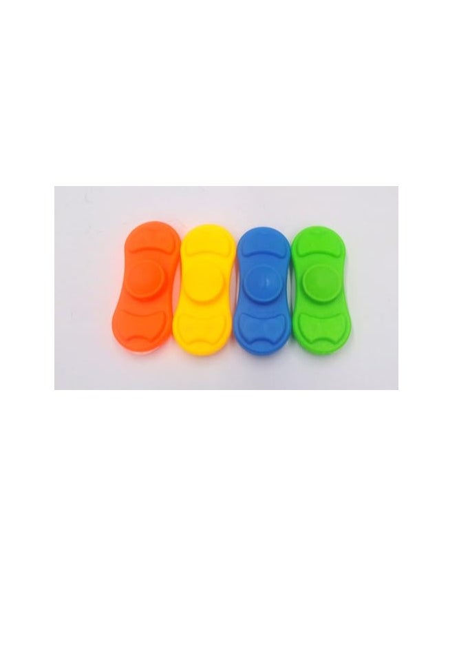 Colourful Fidget toy spinners plastic, Set of 12, Yellow, Orange, Green, Blue