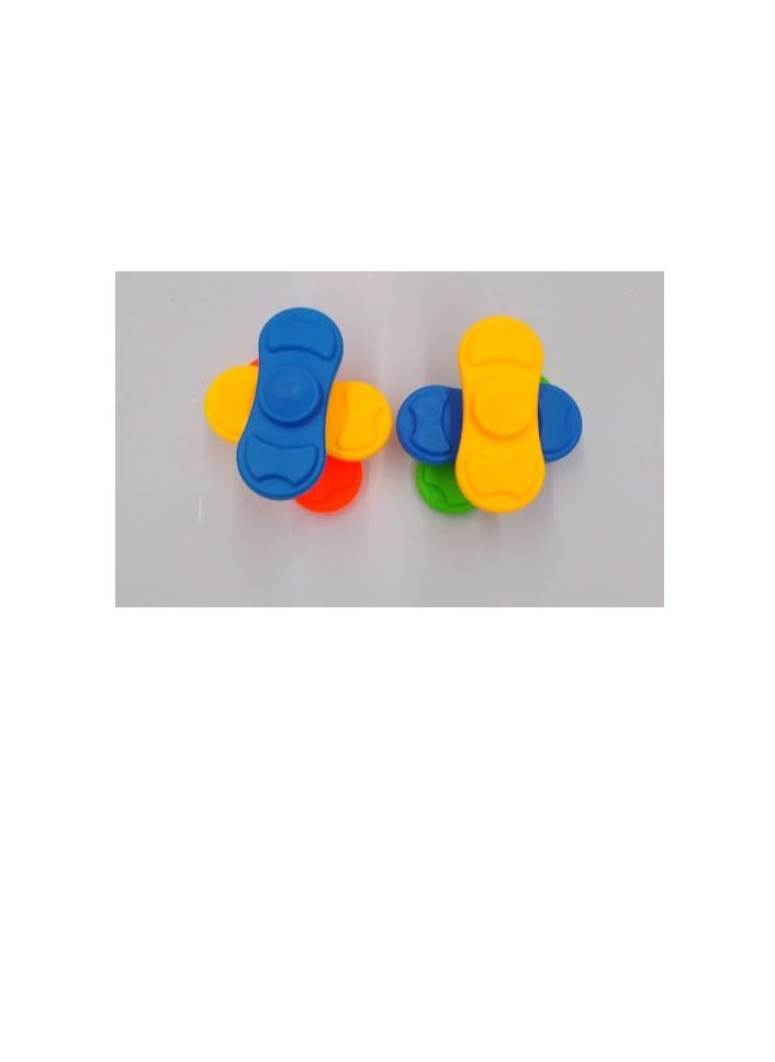 Colourful Fidget toy spinners plastic, Set of 12, Yellow, Orange, Green, Blue