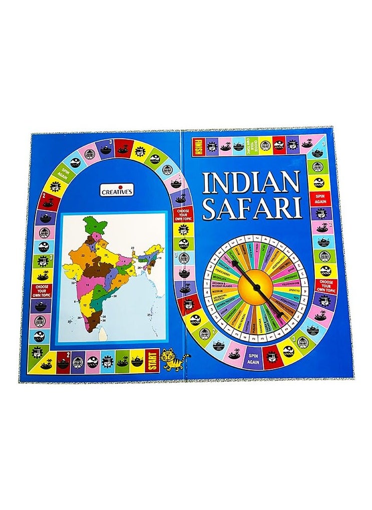 Creative's Indian Safari | Educational Geography Board Game| Know All About India | Learn About India and |Board,Question- Answer Cards Game for 9 & up Kids