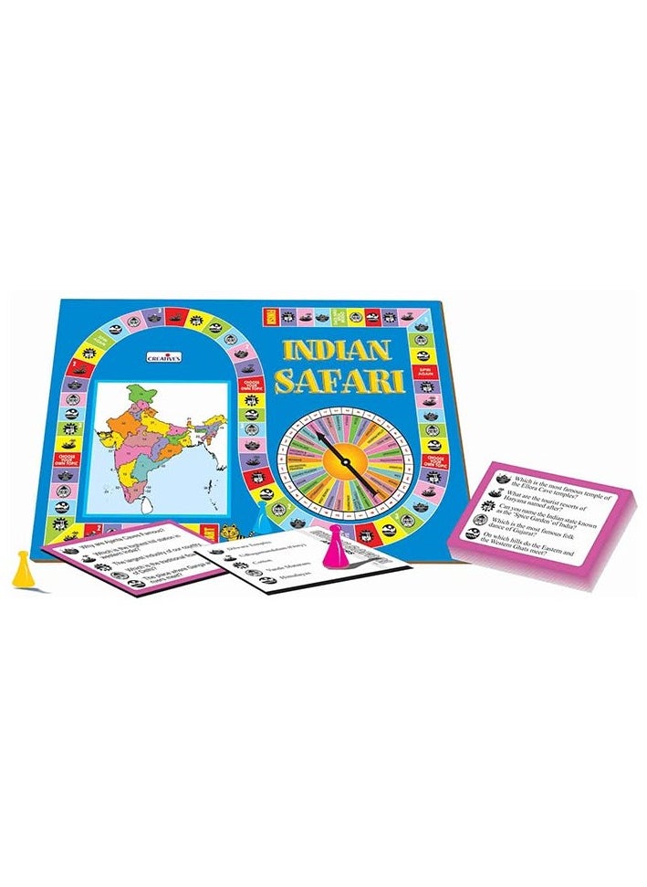 Creative's Indian Safari | Educational Geography Board Game| Know All About India | Learn About India and |Board,Question- Answer Cards Game for 9 & up Kids