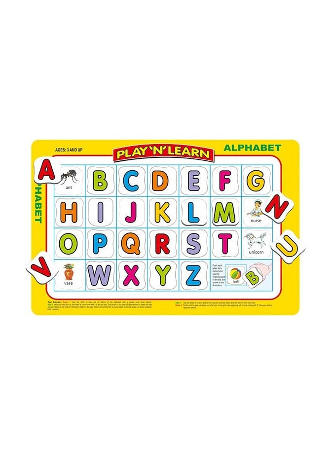 Creative's Play N Learn Alphabets | Puzzle Board Game | Educational and Learning Toy | ABC, Cardboard Learning Educational Board for Kids | Early Puzzles Alphabet Uppercase & Lowercase | Ages 2 & Up