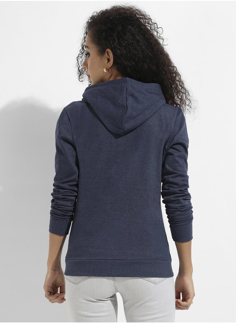 Women's Blue Caffeine Queen Hoodie With Kangaroo Pockets