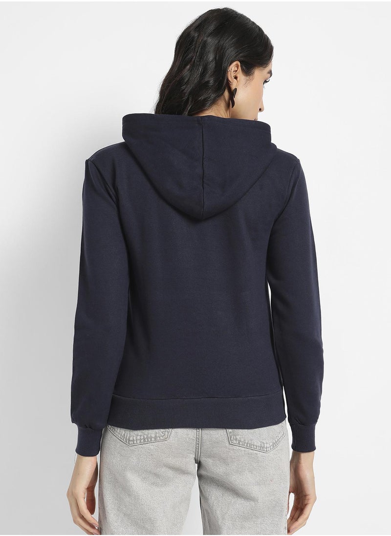 Women's Navy Blue Hardened Law Hoodie With Kangaroo Pockets