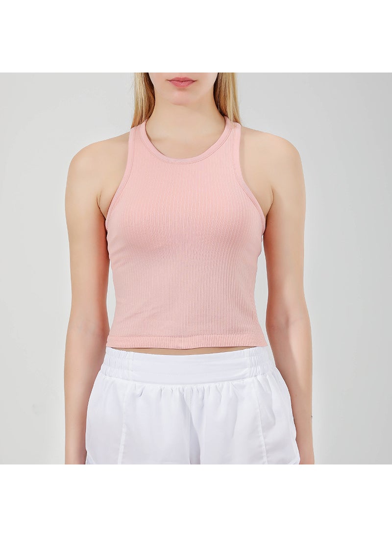 Seamless Sports Tank Top with Built-in Bra for WomenSpider Silk Powder Spider Silk Powder