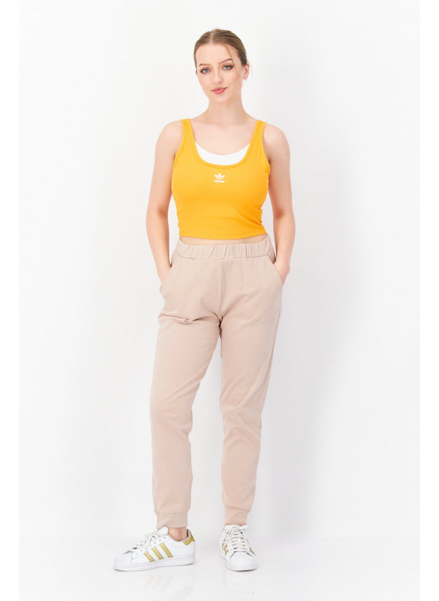 Women Sportswear Fit Sleeveless Outdoor Crop Top, Orange