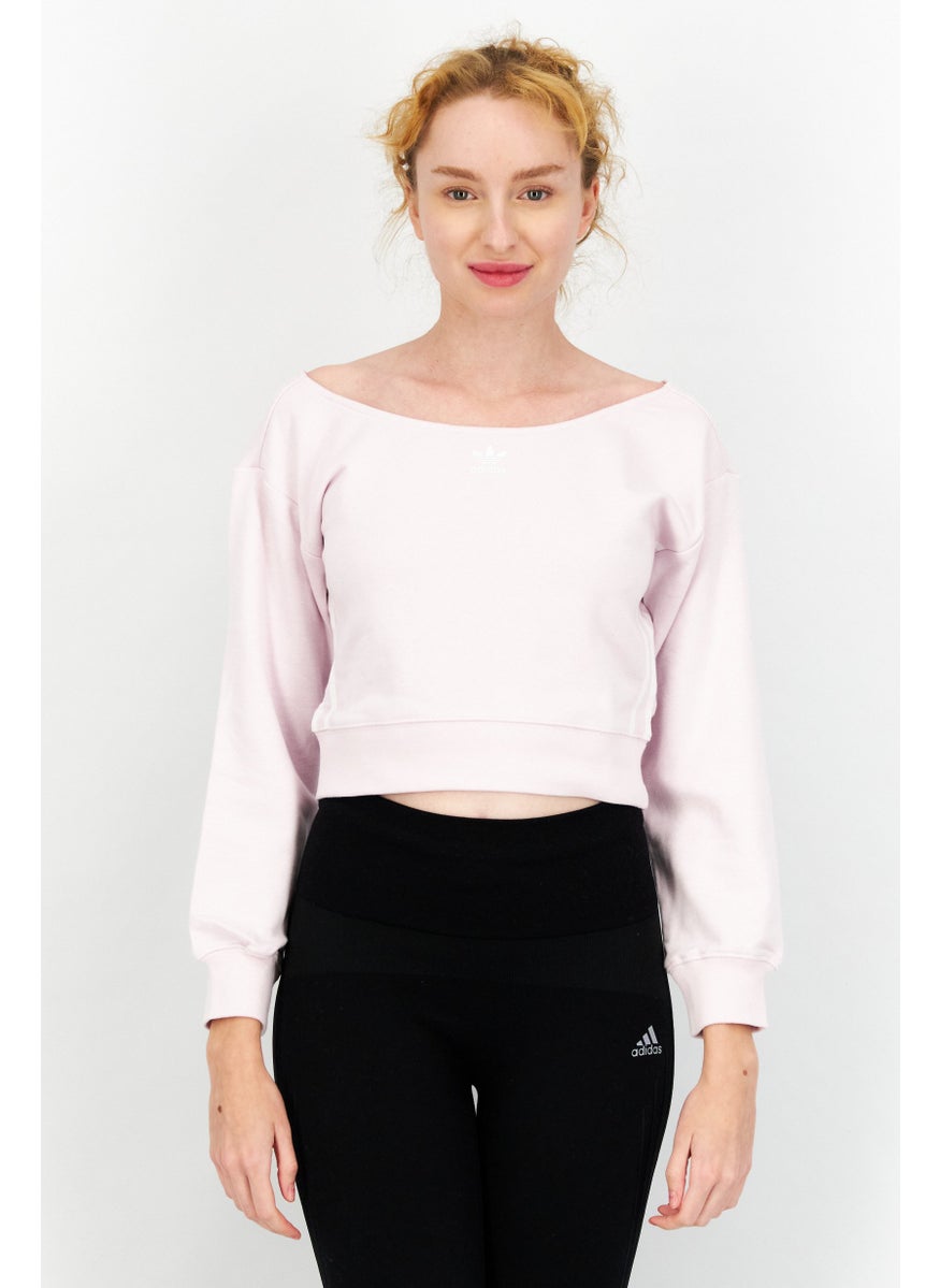 Women Sportswear Fit Long Sleeve Training Crop Top, Pink