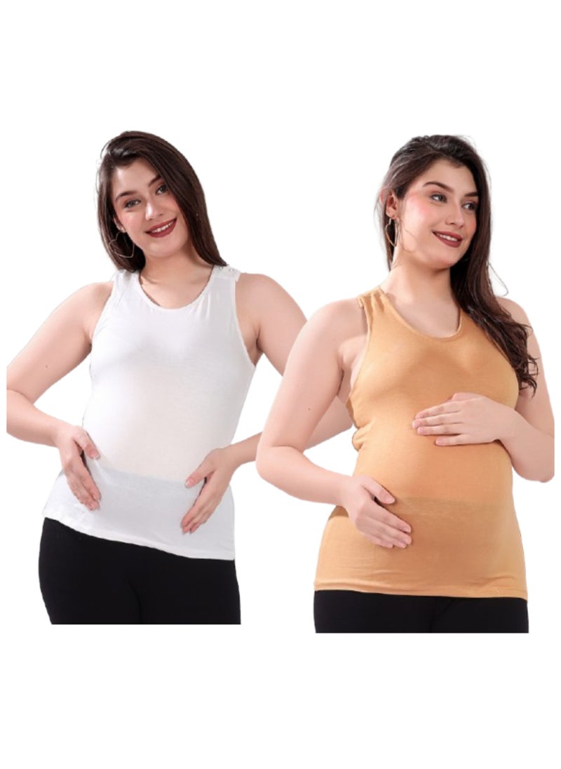 TUMMY Maternity and Nursing Tank Top Combo Pack  of 2