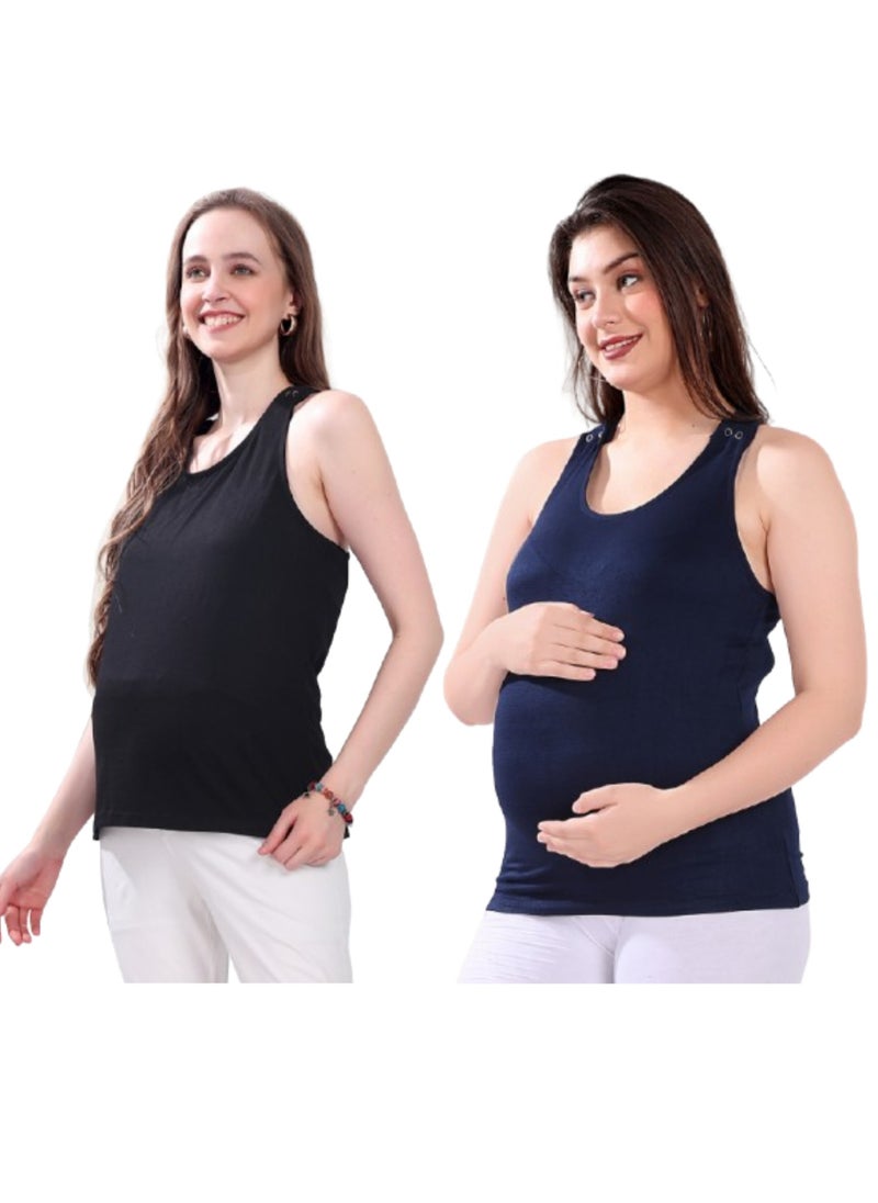 TUMMY Maternity and Nursing Tank Top Combo Pack  of 2