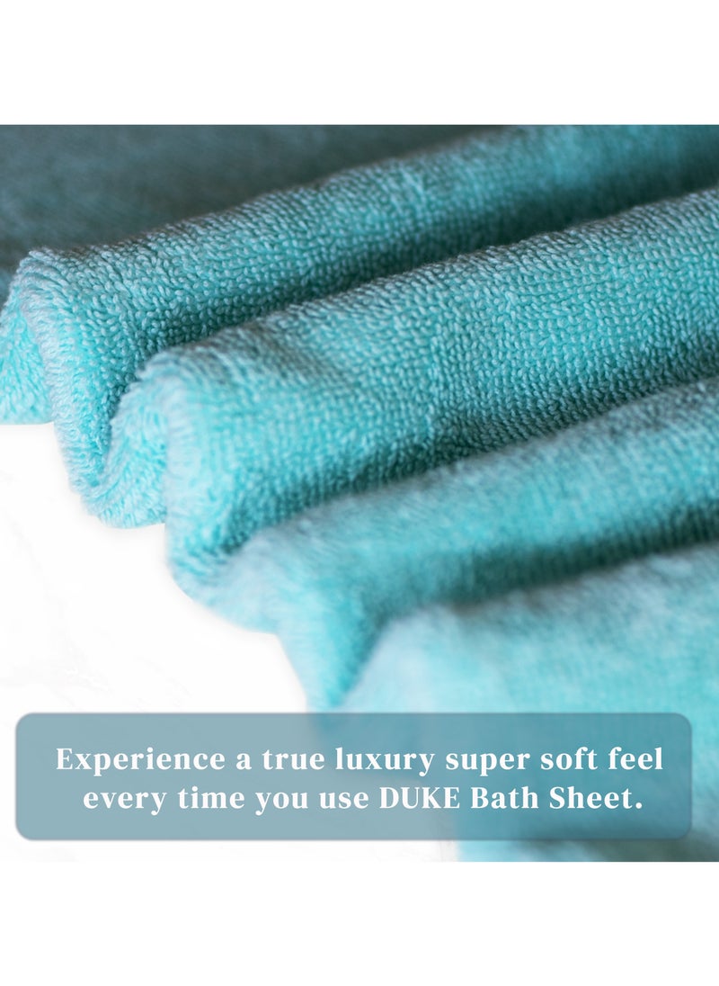 DUKE SERENA (Pack of 2) 100% Cotton Premium Bath Sheets (165 x 85cm) Lightweight & Highly Absorbent Quick Drying, Perfect for Daily Use Super Soft Bath Sheet (Cyan)