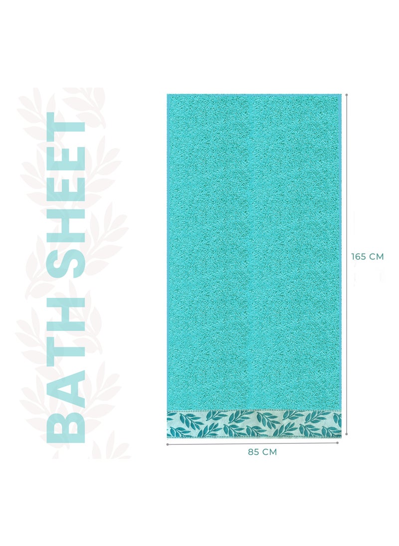 DUKE SERENA (Pack of 2) 100% Cotton Premium Bath Sheets (165 x 85cm) Lightweight & Highly Absorbent Quick Drying, Perfect for Daily Use Super Soft Bath Sheet (Cyan)