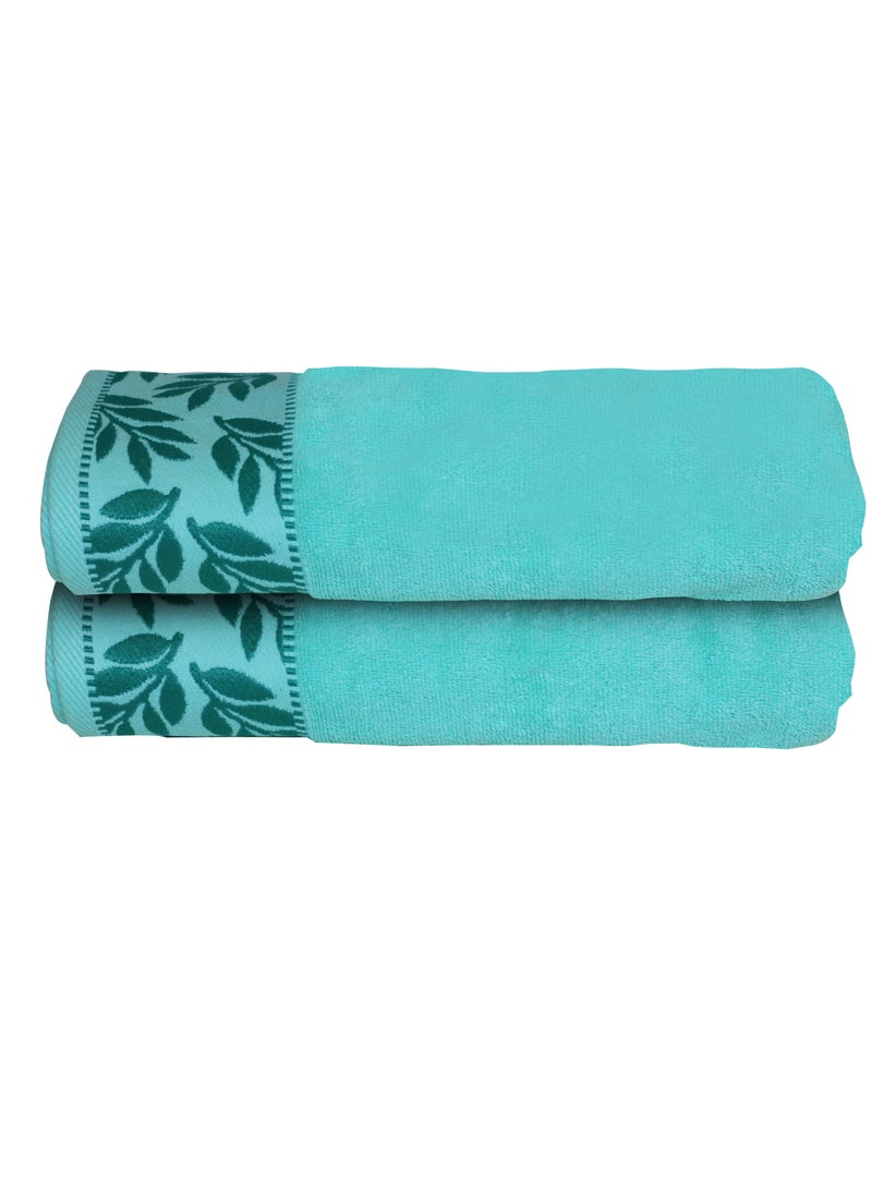 DUKE SERENA (Pack of 2) 100% Cotton Premium Bath Sheets (165 x 85cm) Lightweight & Highly Absorbent Quick Drying, Perfect for Daily Use Super Soft Bath Sheet (Cyan)