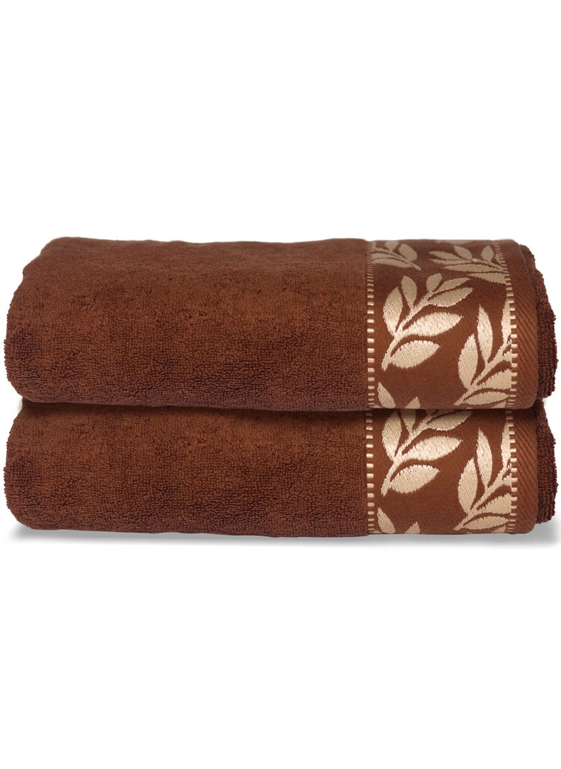 DUKE SERENA (Pack of 2) 100% Cotton Premium Bath Sheets (165 x 85cm) Lightweight & Highly Absorbent Quick Drying, Perfect for Daily Use Super Soft Bath Sheet (Brown)