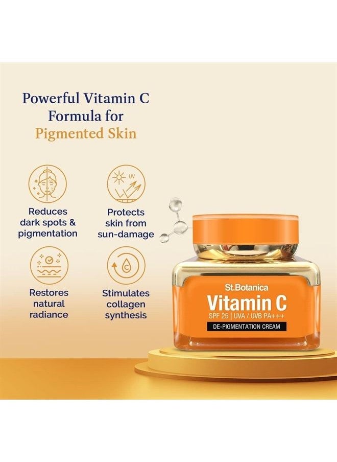 StBotanica Vitamin C, E & Hyaluronic Acid DePigmentation Cream, 50g - Brightening & Tan Removal