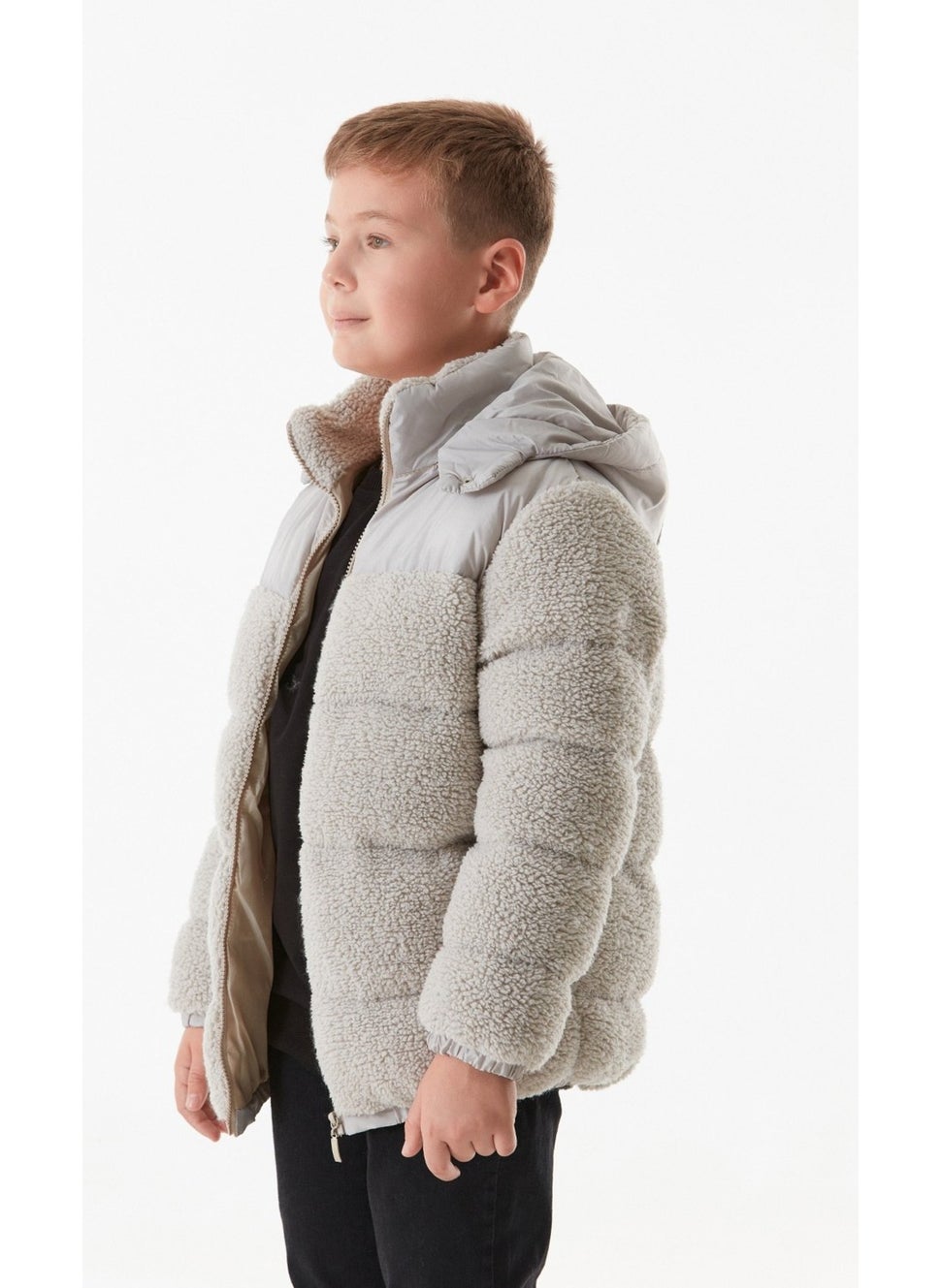 Hooded Boy Plush Coat