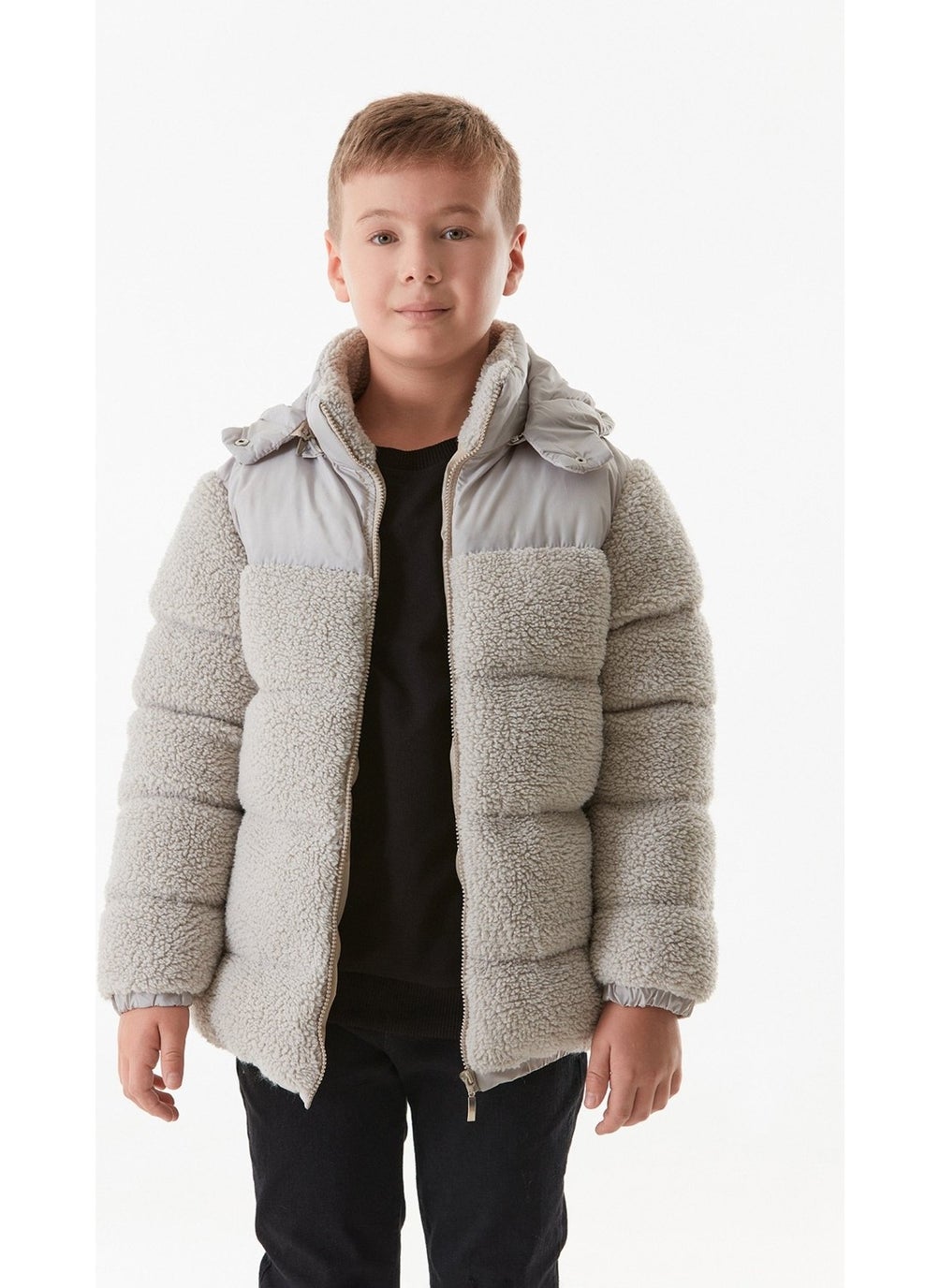 Hooded Boy Plush Coat