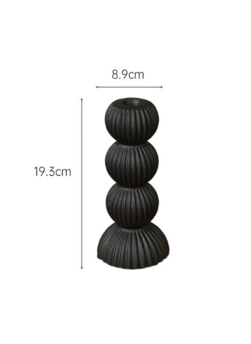 Black Small Candle Holder, Ceramic Candle Holder For Pillar Taper Candles And Tea Lights, Suitable For Family Dining Table Home Decoration