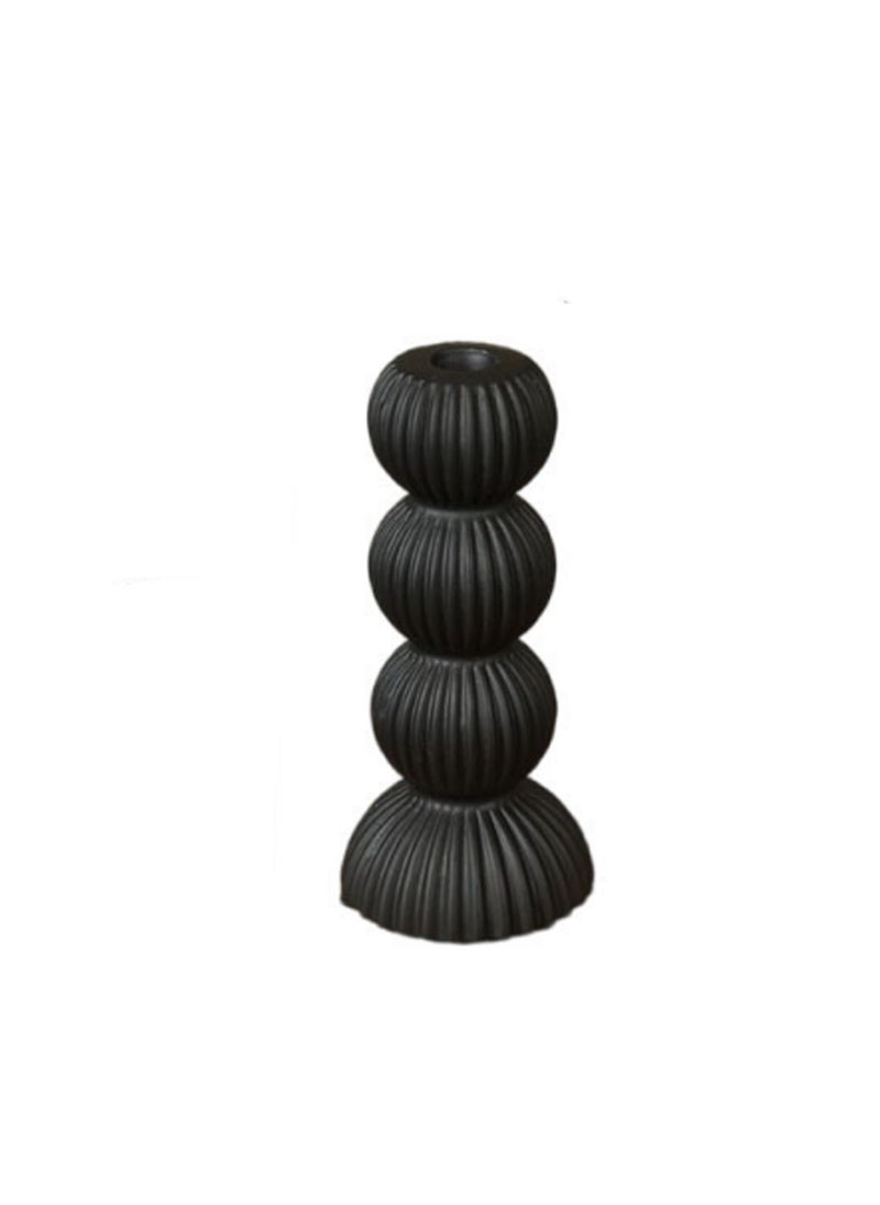 Black Small Candle Holder, Ceramic Candle Holder For Pillar Taper Candles And Tea Lights, Suitable For Family Dining Table Home Decoration