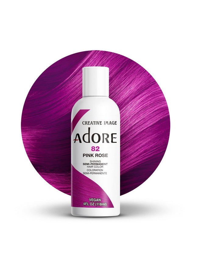 Adore Semi Permanent Hair Color - Vegan and Cruelty-Free Pink Hair Dye - 4 Fl Oz - 082 Pink Rose (Pack of 1)