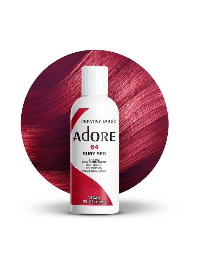 Adore Semi Permanent Hair Color - Vegan and Cruelty-Free Red Hair Dye - 4 Fl Oz - 064 Ruby Red (Pack of 1)