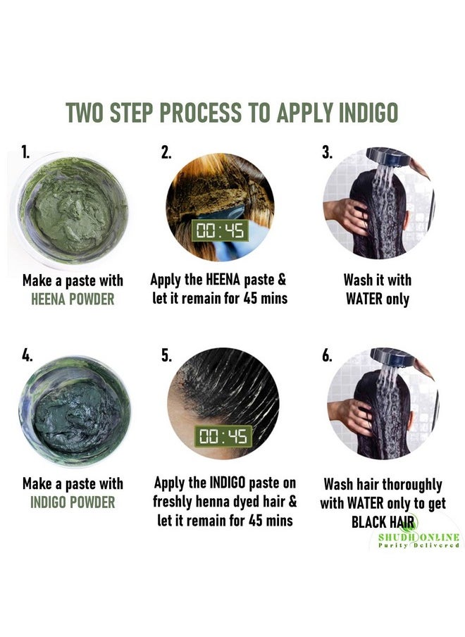 Shudh Online Indigo Powder Organic for Hair Black Colour (200 Grams), Natural Avuri Leaf Powder, Neela Amari, Neel Patti, Neelayamari, Neli Aku, Indico. Powder