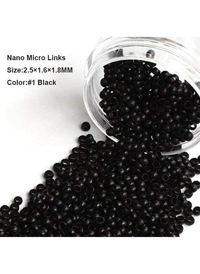 Nano Copper Micro Rings Dreadlock Beads Microlink nano micro tube ring For Tip/Ring Hair Extensions Link Hair Tools Accessories (#1 Black)