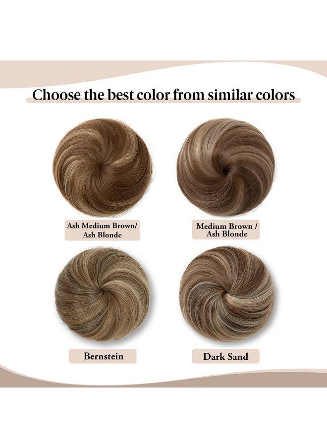 SARLA Fake Hair Buns Extensions Drawstring Ballet Bun Synthetic Donut Chignon Updo Hairpieces for Women Girls Lady Medium Brown/Ash Blonde 1 Piece