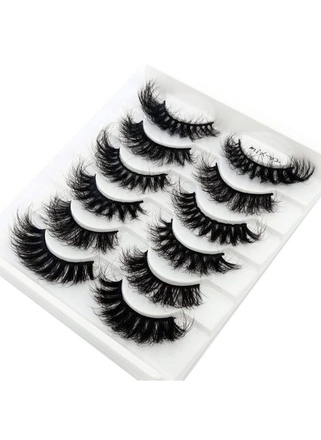 HBZGTLAD 6 Pairs False Eyelashes Cat-Eye Fluffy Faux Mink Lashes 8D Wispy Lashes Pack Dramatic Long Thick Volume Eyelashes (Mix-02)