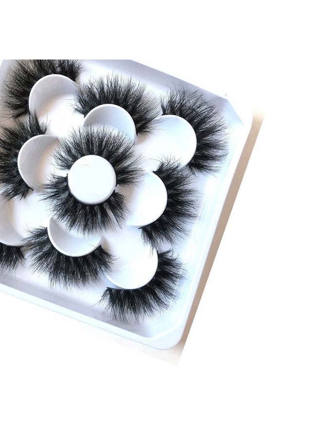 HBZGTLAD NEW 4 Pairs 3D Mink Hair False Eyelashes Criss-cross Wispy Cross Fluffy length 25-30mm Lashes Extension Handmade Eye Makeup Tools (N35)