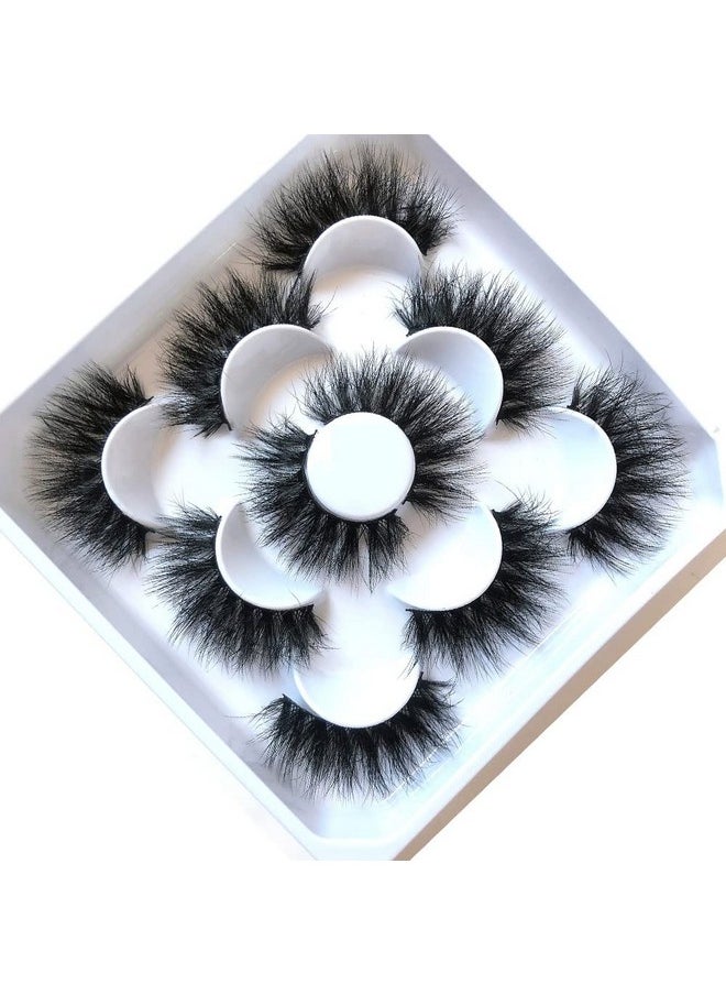 HBZGTLAD NEW 4 Pairs 3D Mink Hair False Eyelashes Criss-cross Wispy Cross Fluffy length 25-30mm Lashes Extension Handmade Eye Makeup Tools (N35)