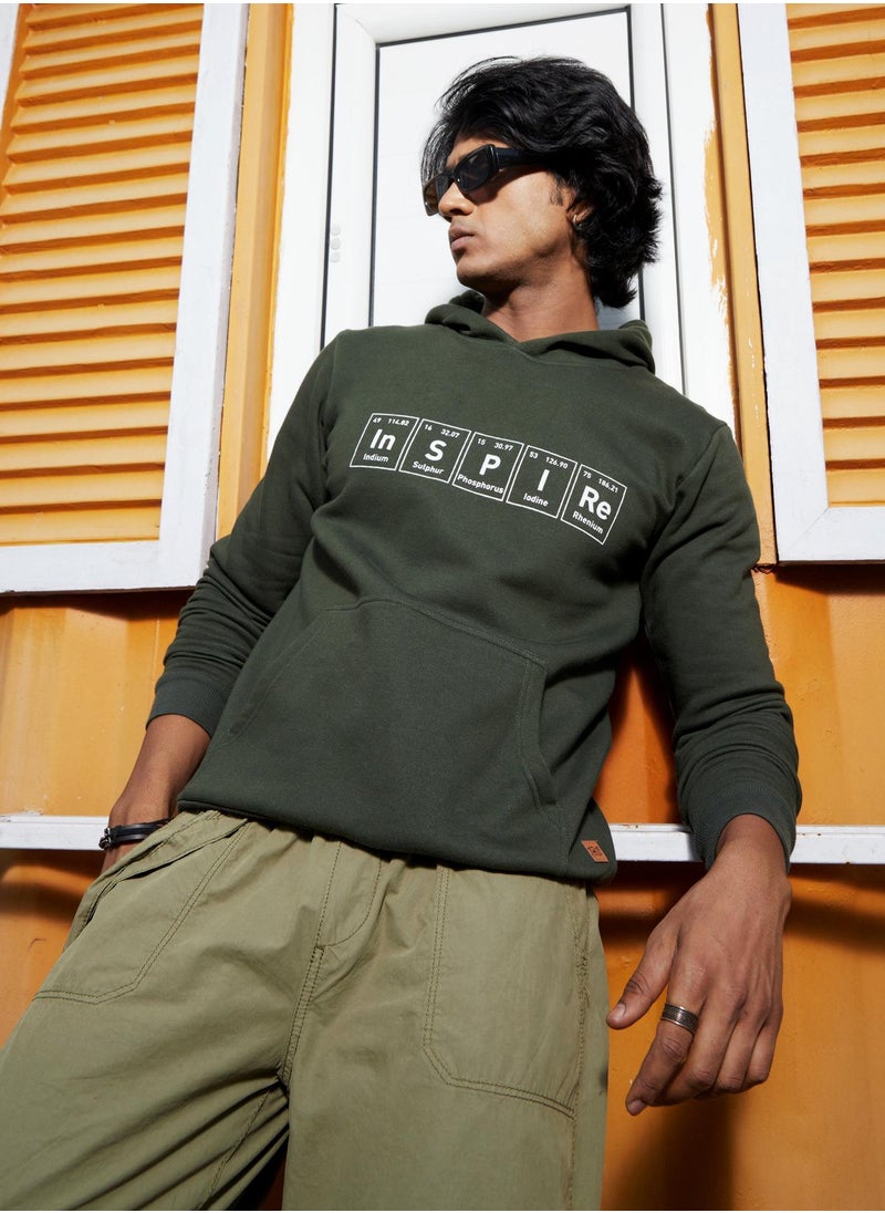 Men's Forest Green Inspire Hoodie With Kangaroo Pocket