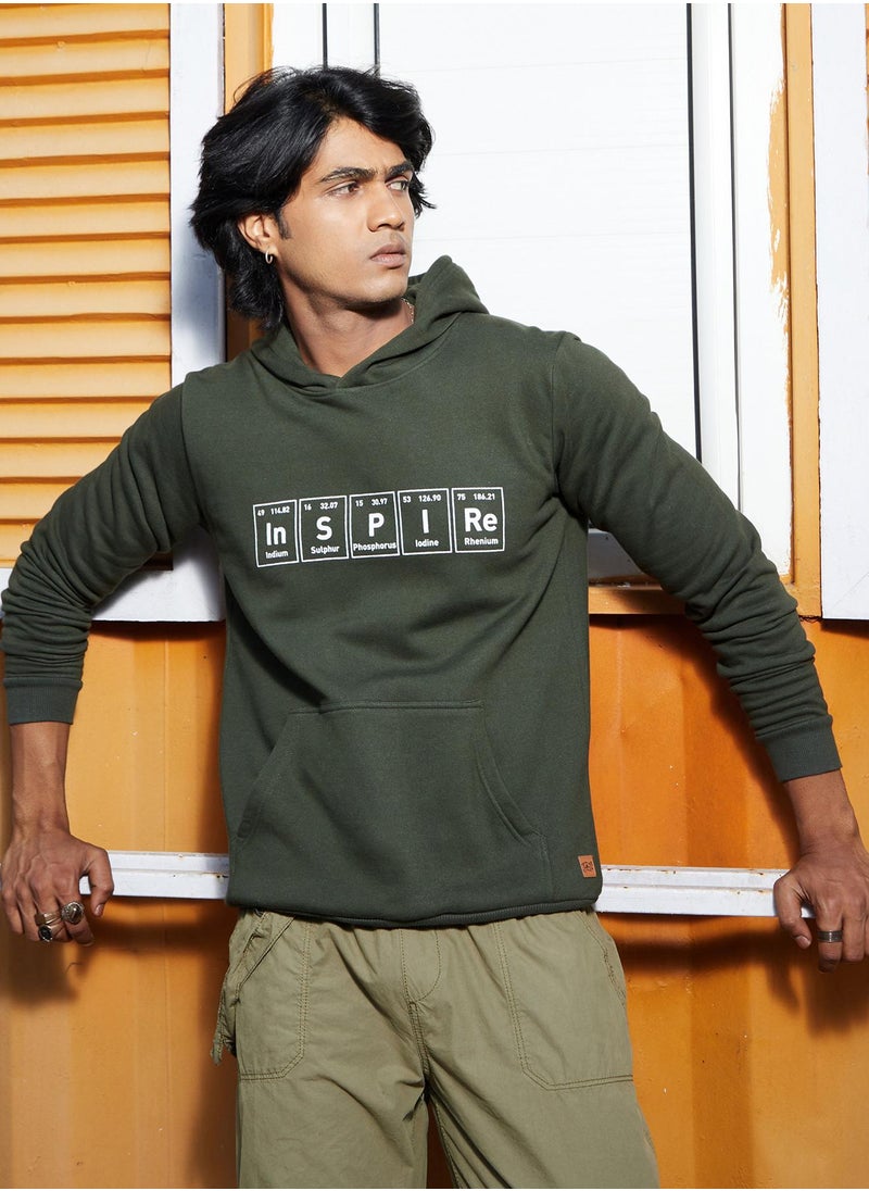 Men's Forest Green Inspire Hoodie With Kangaroo Pocket