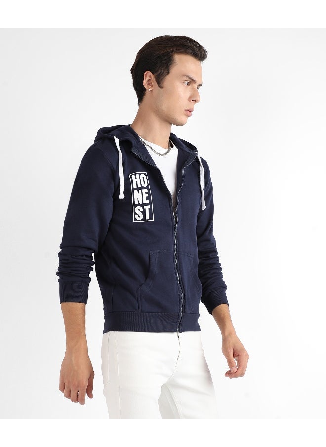 Men's Dark Blue Honest Hoodie With Insert Pocket