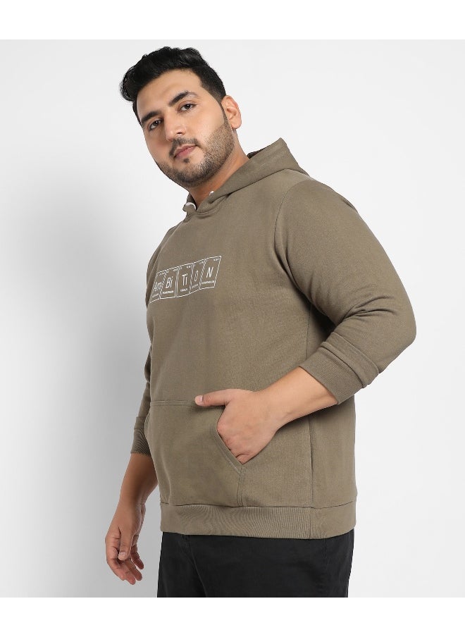 Instafab Plus Men's Olive Green Ambition Hoodie With Kangaroo Pocket