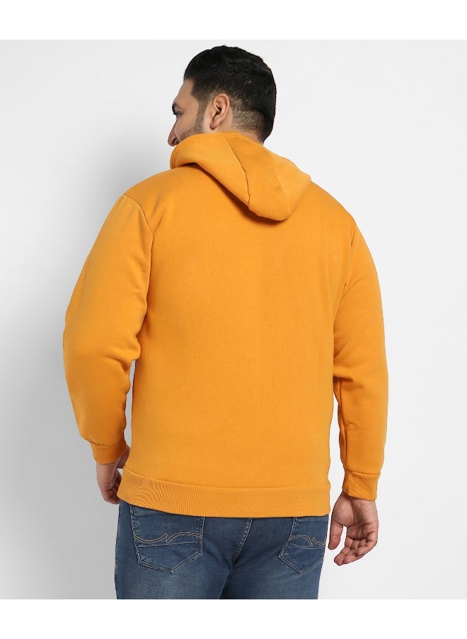 Instafab Plus Men's Mustard Yellow Basic Zip-Front Hoodie