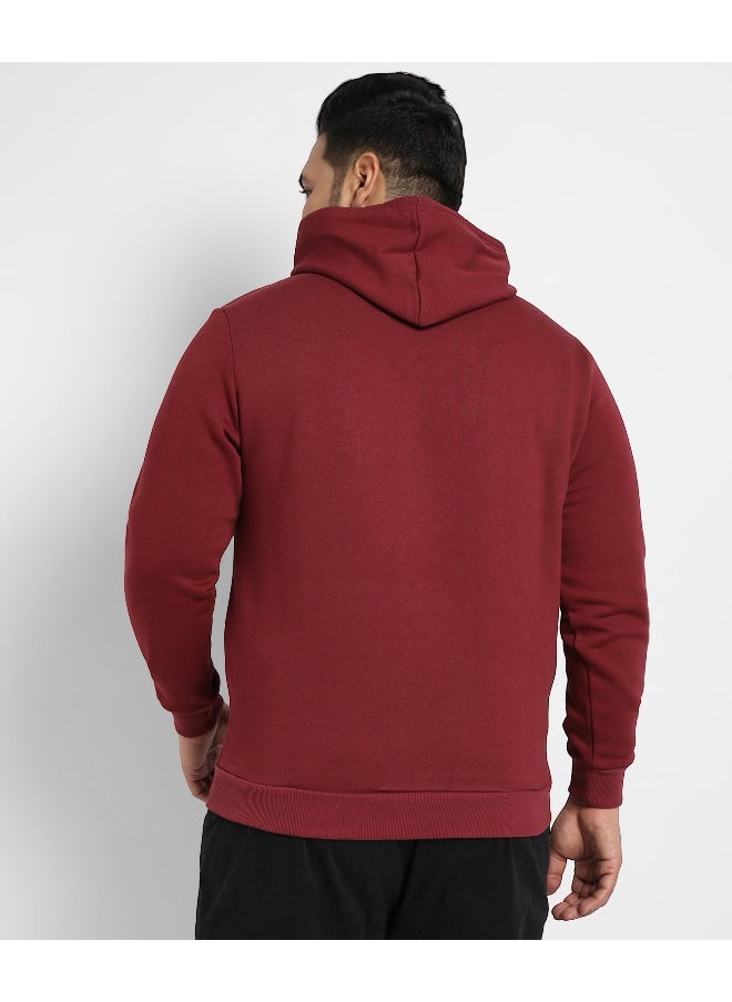 Instafab Plus Men's Maroon Red Bhangover Hoodie With Kangaroo Pocket