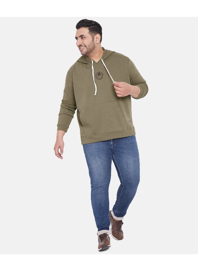 Instafab Plus Men's Olive Green Not In The Mood Hoodie