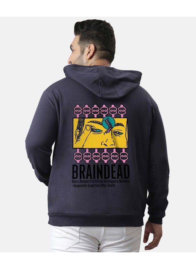 Instafab Plus Men's Navy Blue Braindead Hoodie