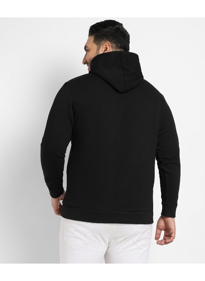 Instafab Plus Men's Black Pullover Hoodie With Contrast Drawstring